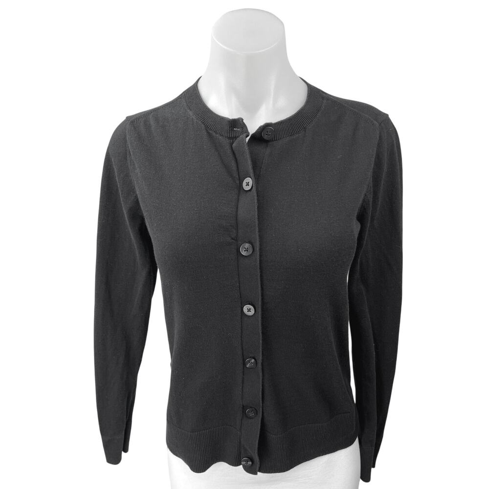 Ann Taylor Loft Women's Black Long Sleeve Button Down Cardigan Sweater Top Sz S